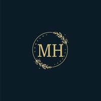 eerste mh schoonheid monogram en elegant logo ontwerp, handschrift logo van eerste handtekening, bruiloft, mode, bloemen en botanisch met creatief sjabloon. vector