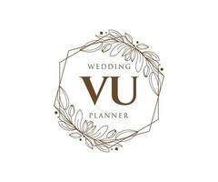 vu initialen brief bruiloft monogram logos verzameling, hand- getrokken modern minimalistisch en bloemen Sjablonen voor uitnodiging kaarten, opslaan de datum, elegant identiteit voor restaurant, boetiek, cafe in vector