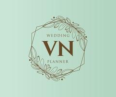 vn initialen brief bruiloft monogram logos verzameling, hand- getrokken modern minimalistisch en bloemen Sjablonen voor uitnodiging kaarten, opslaan de datum, elegant identiteit voor restaurant, boetiek, cafe in vector