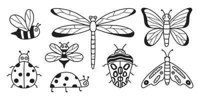 verzameling van schattig insecten. tekening stijl. vector illustratie. reeks van baby kevers.