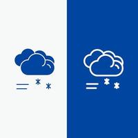 wolk regenen voorspelling regenen regenachtig weer lijn en glyph solide icoon blauw banier lijn en glyph solide icoon blauw banier vector