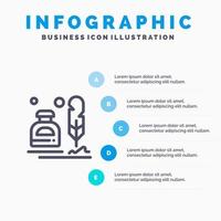 inkt erite vacht brief kantoor lijn icoon met 5 stappen presentatie infographics achtergrond vector