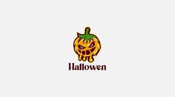 halloween pompoenen mascotte logo ontwerp vector met modern illustratie concept