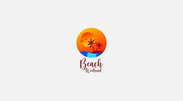 strand vakantie zonsondergang logo icoon vector sjabloon