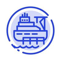 schip boot lading bouw blauw stippel lijn lijn icoon vector