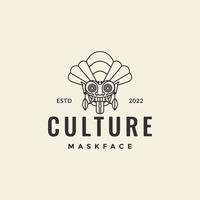 cultuur masker barong Bali lijn hipster logo ontwerp vector