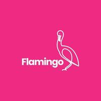flamingo vogel lijn minimalistische kunst logo ontwerp vector