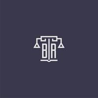 br eerste monogram voor advocatenkantoor logo met balans vector beeld