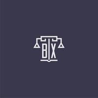 bx eerste monogram voor advocatenkantoor logo met balans vector beeld