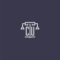 cu eerste monogram voor advocatenkantoor logo met balans vector beeld