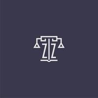 zz eerste monogram voor advocatenkantoor logo met balans vector beeld