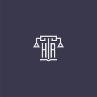 hr eerste monogram voor advocatenkantoor logo met balans vector beeld