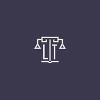 lt eerste monogram voor advocatenkantoor logo met balans vector beeld