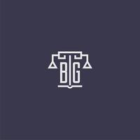 bg eerste monogram voor advocatenkantoor logo met balans vector beeld