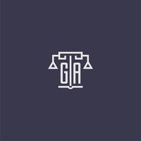 ga eerste monogram voor advocatenkantoor logo met balans vector beeld