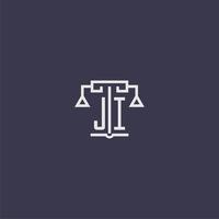 ji eerste monogram voor advocatenkantoor logo met balans vector beeld