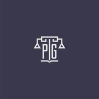 pag eerste monogram voor advocatenkantoor logo met balans vector beeld