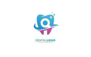 q logo tandarts voor branding bedrijf. brief sjabloon vector illustratie voor uw merk.