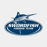 marlijn zwaardvis vis logo visvangst ontwerp buitenshuis avontuur logo ontwerp sjabloon vector illustratie