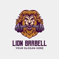 leeuw barbell Sportschool logo vector mascotte ontwerp sjabloon embleem vector illustratie