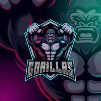gorilla e-sport logo ontwerp sjabloon vector
