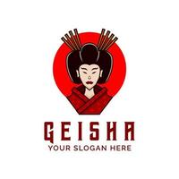 geisha dame logo ontwerp vector mascotte sjabloon