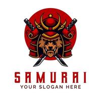 tijger samurai met katana logo ontwerp vector illustratie sjabloon