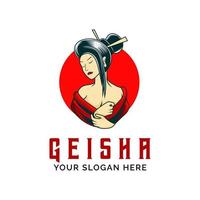 meisje geisha logo ontwerp vector mascotte sjabloon