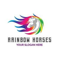 paard regenboog hoofd logo ontwerp sjabloon embleem mascotte vector illustratie