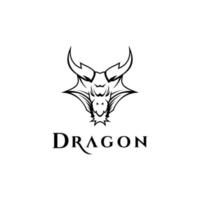 draak hoofd logo icoon symbool zwart en wit wijnoogst sjabloon voor etiketten, emblemen, badges of ontwerp sjabloon vector