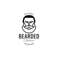 gezicht Mens baard en snor lijn hipster logo ontwerp vector