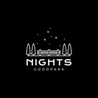 park met boom nacht visie logo ontwerp vector