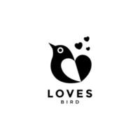weinig vogel met liefde modern minimalistische vlak logo ontwerp vector