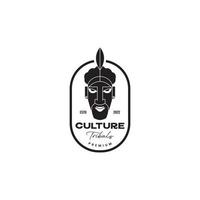 hoofd masker cultuur masker stam wijnoogst insigne logo ontwerp vector