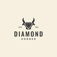 vee dier hoofd met diamant hipster logo ontwerp vector