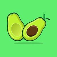 avocado fruit in vlak ontwerp. avocado vector illustratie met voor de helft gesneden avocado Aan groen achtergrond