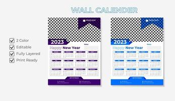 afdrukken klaar 2023 muur kalender sjabloon ontwerp vector