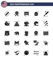 4e juli Verenigde Staten van Amerika gelukkig onafhankelijkheid dag icoon symbolen groep van 25 modern solide glyph van bal voedsel bar snel Ingang bewerkbare Verenigde Staten van Amerika dag vector ontwerp elementen