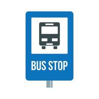 stad bus hou op teken icoon, vlak stijl vector