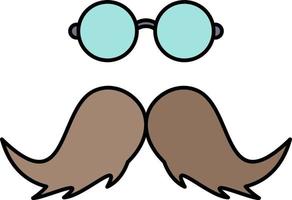 snor hipster movember mannetje mannen vlak kleur icoon vector