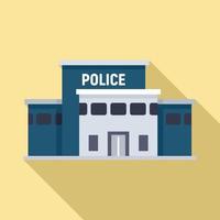 Politie station gebouw icoon, vlak stijl vector