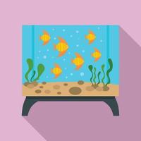rechthoekig aquarium icoon, vlak stijl vector