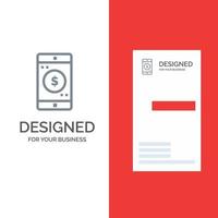 toepassing mobiel mobiel toepassing dollar grijs logo ontwerp en bedrijf kaart sjabloon vector