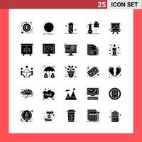 25 icoon pak solide stijl glyph symbolen Aan wit achtergrond gemakkelijk tekens voor algemeen ontwerpen creatief zwart icoon vector achtergrond