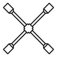 kruis wiel sleutel icoon, schets stijl vector