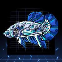 betta vis mecha robot mascotte. esport logo ontwerp vector