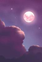 cumulonimbus wolken Bij nacht met een achtergrond van sterrenhemel nacht en een groot vol maan vector