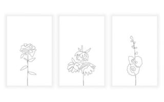 bloem en bloemen in een lijn kunst stijl. doorlopend lijn concept. vector