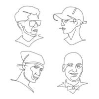 mannen lijn kunst vector. doorlopend een lijn tekening van Mens portret. modieus Mannen stijl. vector voor logo en afdrukbare ontwerp.