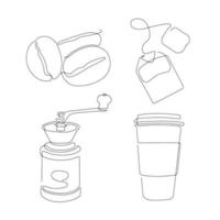 elegant koffie en thee in een lijn kunst stijl. doorlopend lijn kunst in minimalistisch voor logo en afdrukbare ontwerp. vector illustratie.